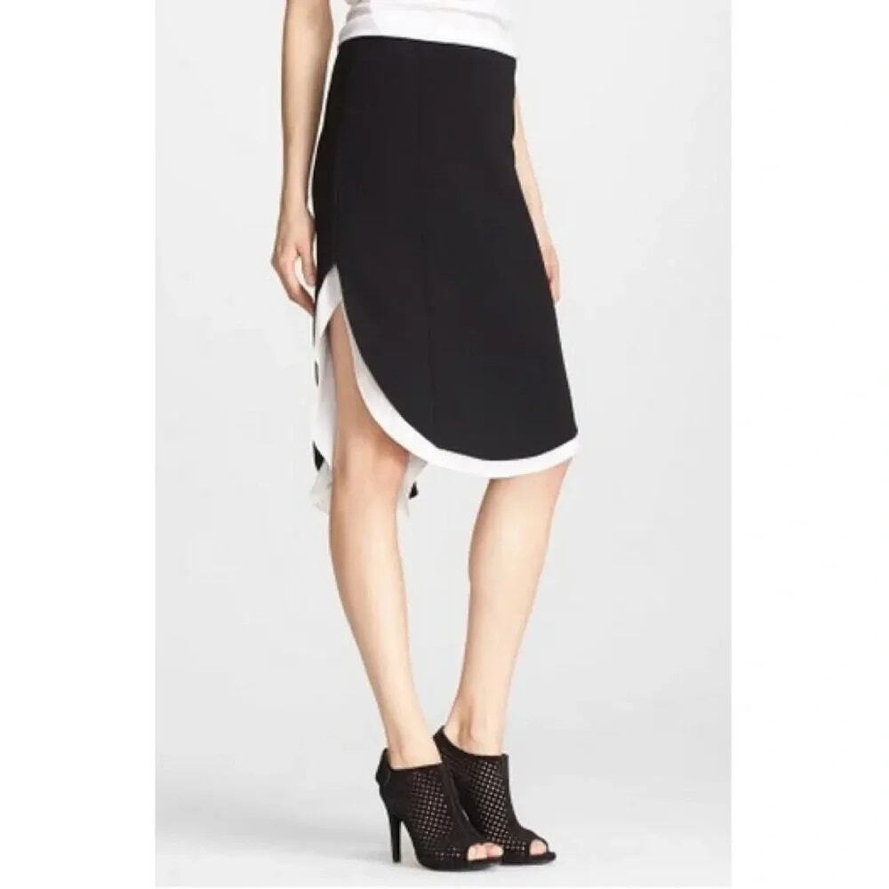 Rag & Bone Black Ashlee Hi-Lo  Pencil Skirt Sz 2 Career Corp Minimal